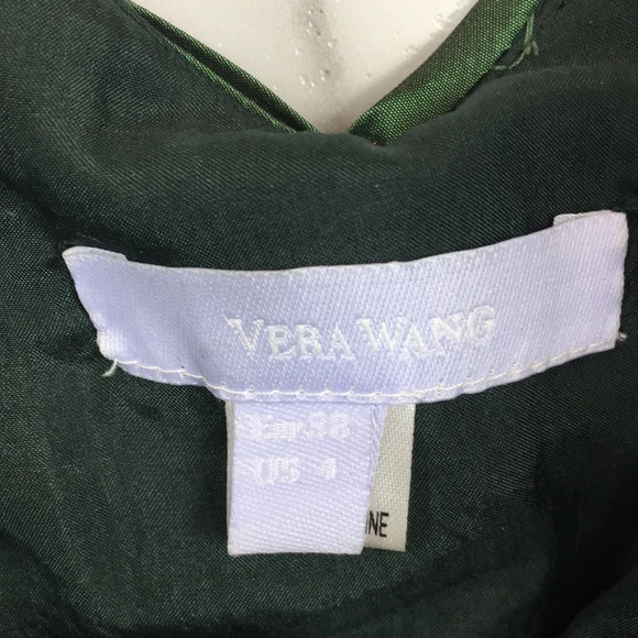 Vera Wang Green Pleated Bandage Wrap Silk Dress Womens 4 Sleeveless Bridesmaid - Picture 8 of 12